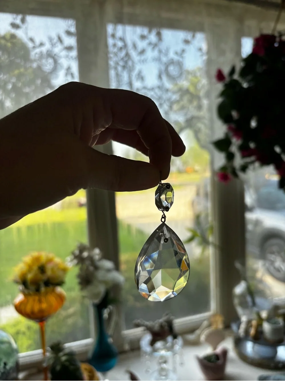 Glass Teardrop Crystals Set of 60